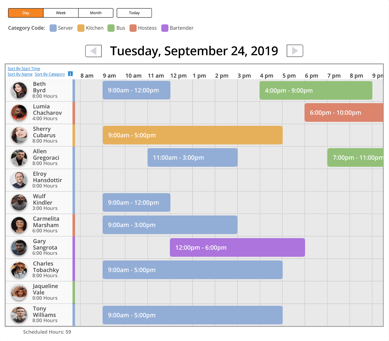 Schedule - Day