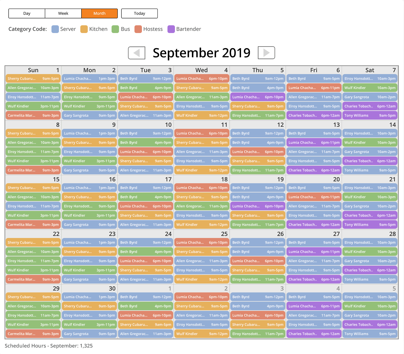 Schedule - Month