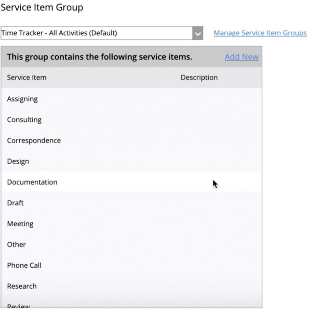 Service Item Groups