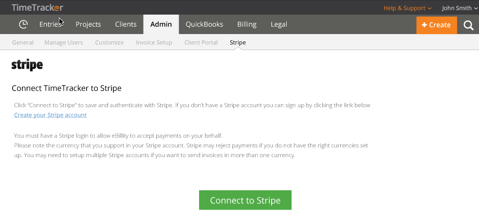 sign up for Stripe