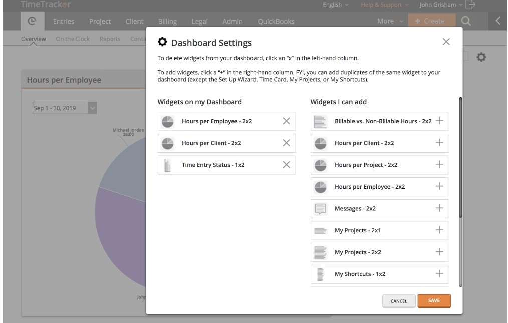 Dashboard Settings